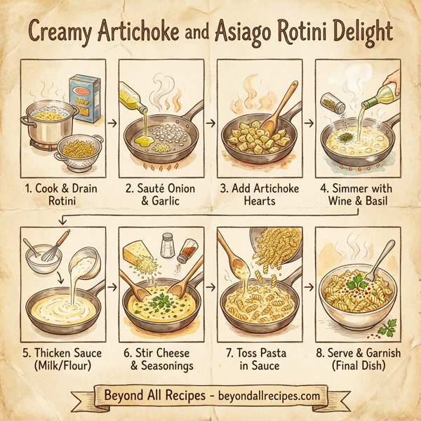 Creamy Artichoke and Asiago Rotini Delight instructions