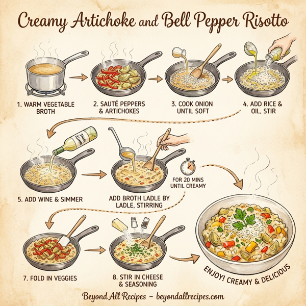 Creamy Artichoke and Bell Pepper Risotto instructions