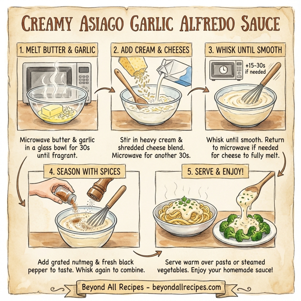 Creamy Asiago Garlic Alfredo Sauce instructions