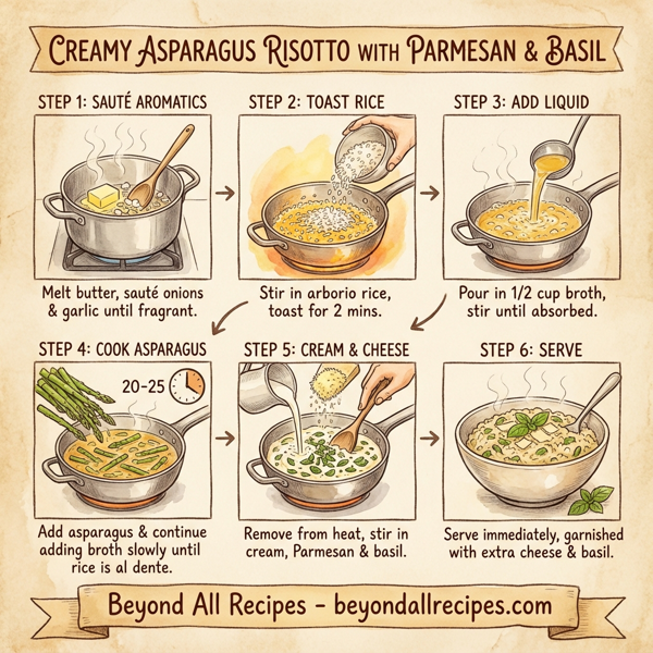 Creamy Asparagus Risotto with Parmesan & Basil instructions