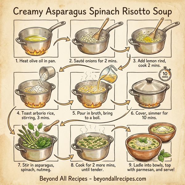 Creamy Asparagus Spinach Risotto Soup instructions