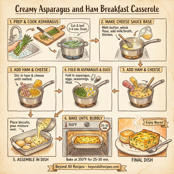 Creamy Asparagus and Ham Breakfast Casserole instructions