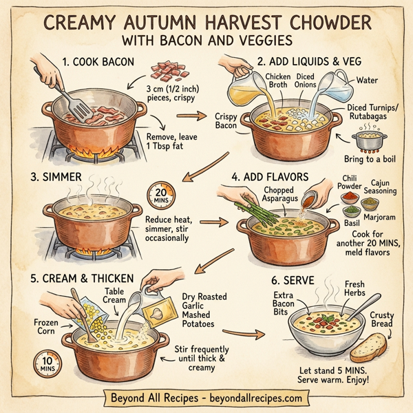 Creamy Autumn Harvest Chowder with Bacon and Veggies instructions