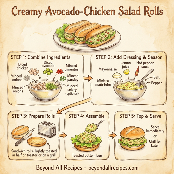 Creamy Avocado-Chicken Salad Rolls instructions