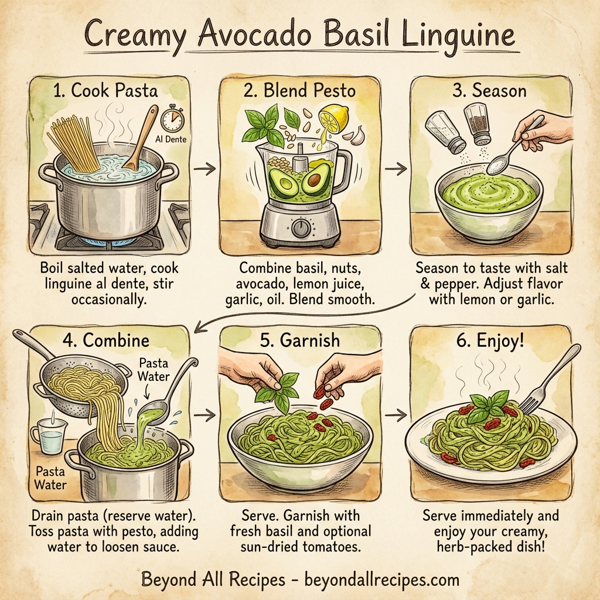 Creamy Avocado Basil Linguine instructions