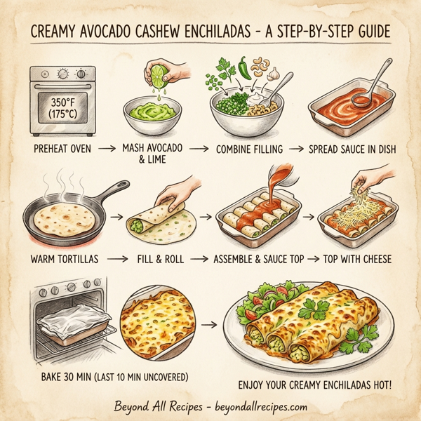 Creamy Avocado Cashew Enchiladas instructions