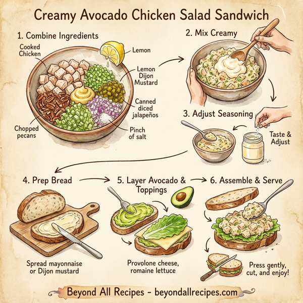 Creamy Avocado Chicken Salad Sandwich instructions