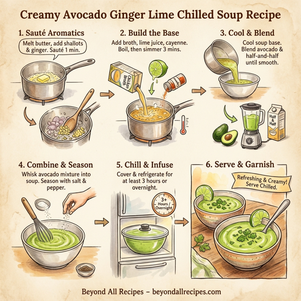 Creamy Avocado Ginger Lime Chilled Soup instructions