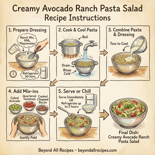 Creamy Avocado Ranch Pasta Salad instructions