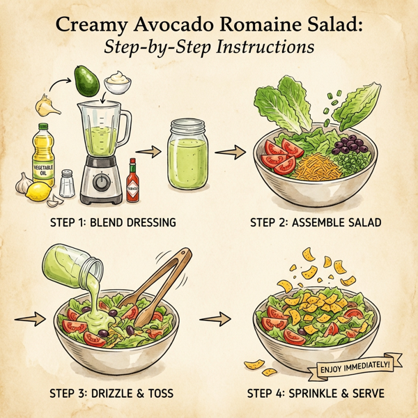 Creamy Avocado Romaine Salad instructions