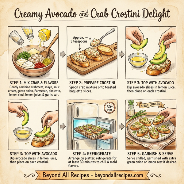 Creamy Avocado and Crab Crostini Delight instructions