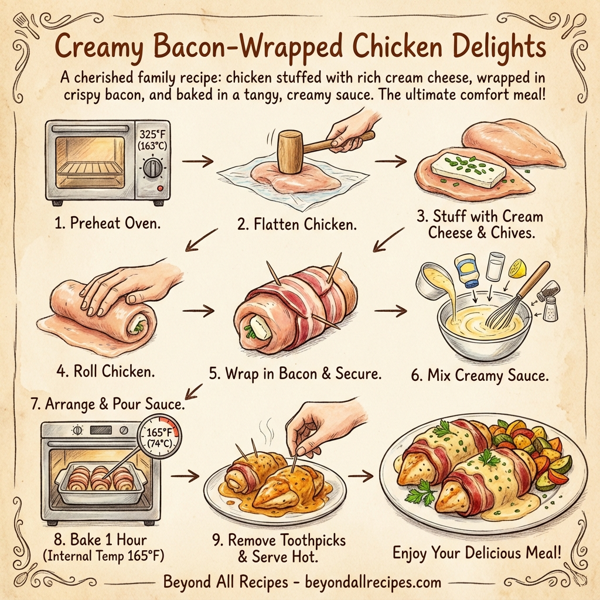 Creamy Bacon-Wrapped Chicken Delights instructions