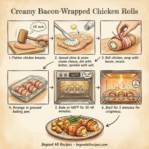 Creamy Bacon-Wrapped Chicken Rolls instructions