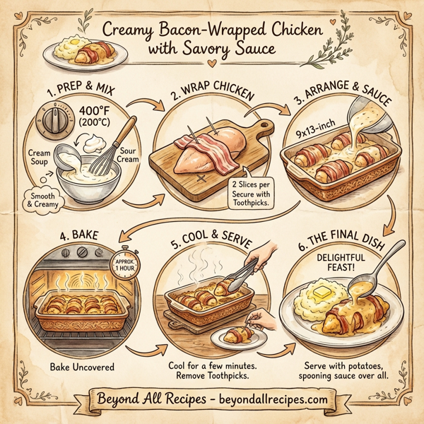 Creamy Bacon-Wrapped Chicken with Savory Sauce instructions