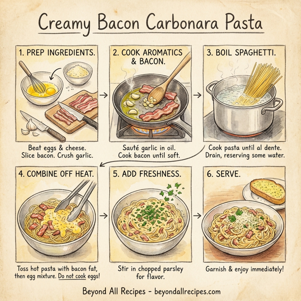Creamy Bacon Carbonara Pasta instructions