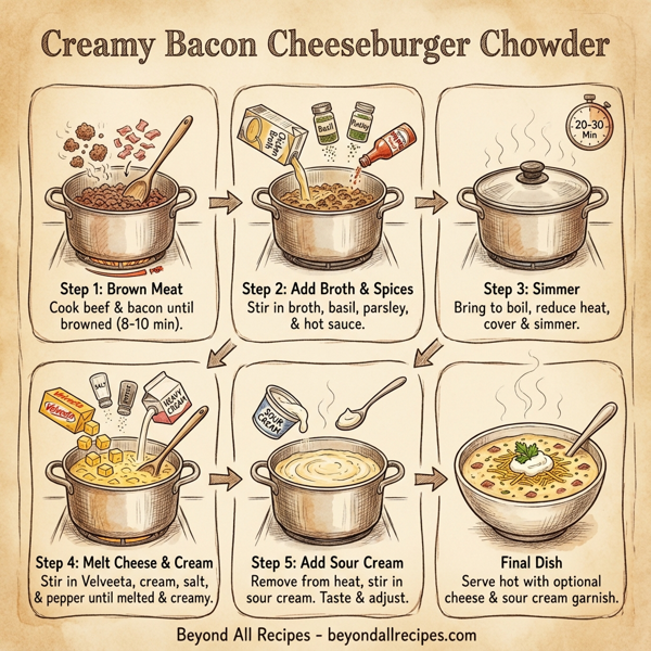 Creamy Bacon Cheeseburger Chowder instructions