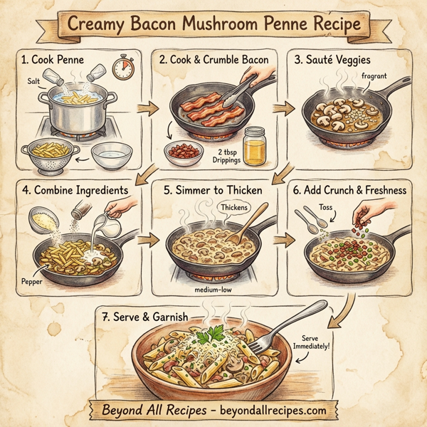 Creamy Bacon Mushroom Penne instructions