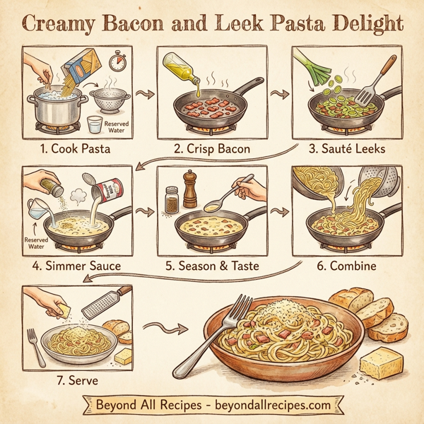 Creamy Bacon and Leek Pasta Delight instructions