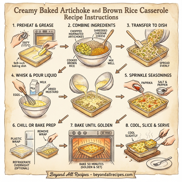 Creamy Baked Artichoke and Brown Rice Casserole instructions