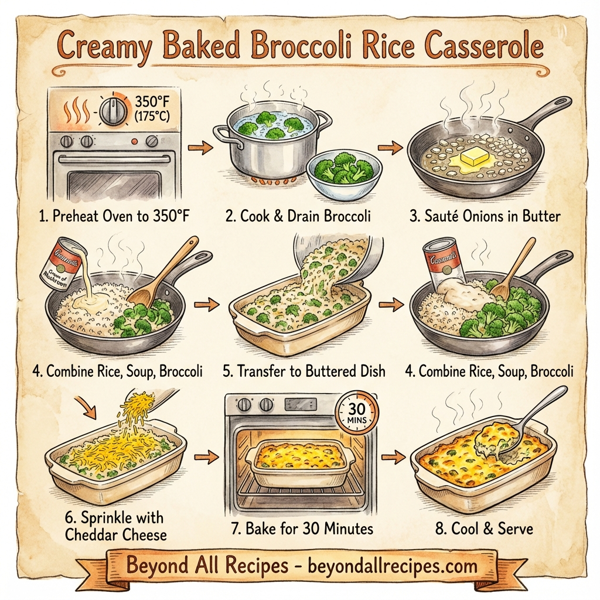 Creamy Baked Broccoli Rice Casserole instructions