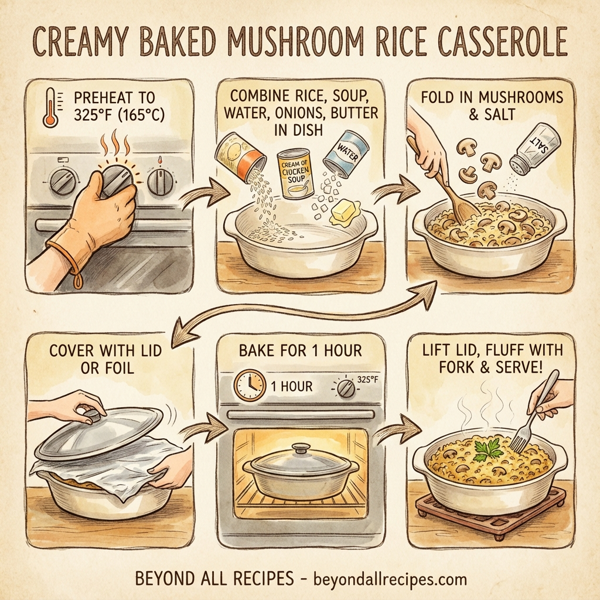 Creamy Baked Mushroom Rice Casserole instructions