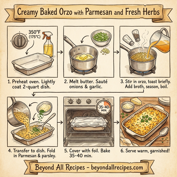 Creamy Baked Orzo with Parmesan and Fresh Herbs instructions