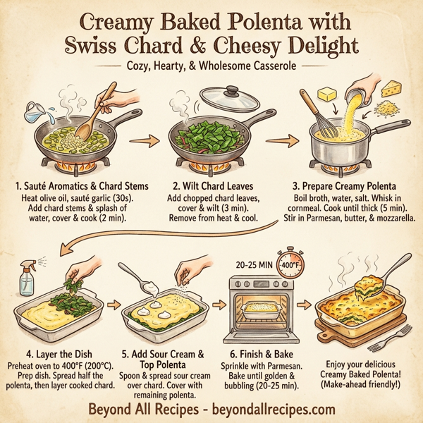 Creamy Baked Polenta with Swiss Chard & Cheesy Delight instructions