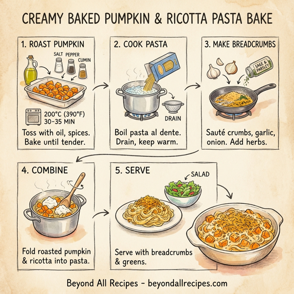 Creamy Baked Pumpkin and Ricotta Pasta Bake instructions