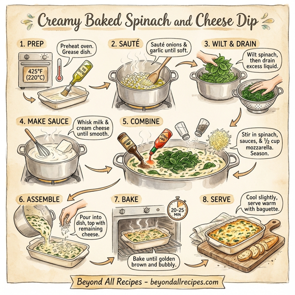 Creamy Baked Spinach and Cheese Dip instructions