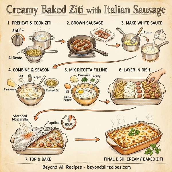 Creamy Baked Ziti with Italian Sausage instructions