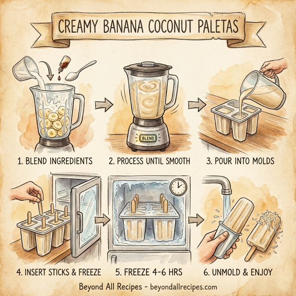 Creamy Banana Coconut Paletas instructions