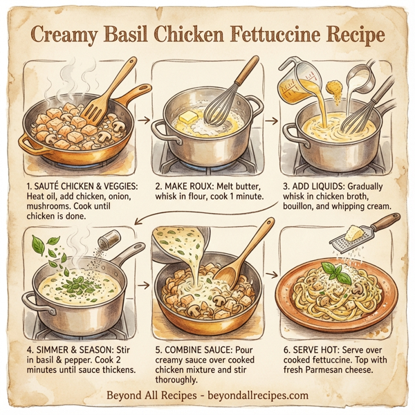 Creamy Basil Chicken Fettuccine instructions