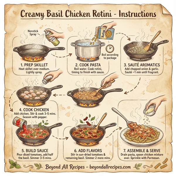 Creamy Basil Chicken Rotini instructions