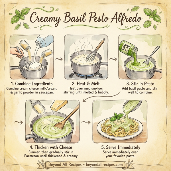 Creamy Basil Pesto Alfredo instructions