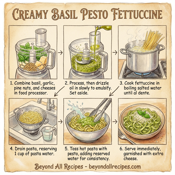 Creamy Basil Pesto Fettuccine instructions