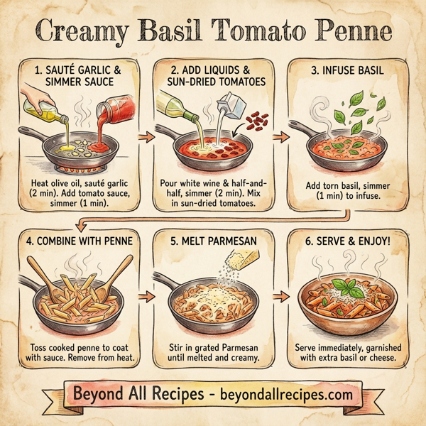 Creamy Basil Tomato Penne instructions