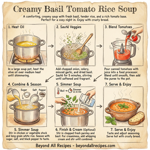 Creamy Basil Tomato Rice Soup instructions