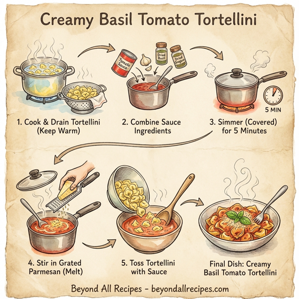 Creamy Basil Tomato Tortellini instructions