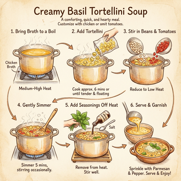 Creamy Basil Tortellini Soup instructions