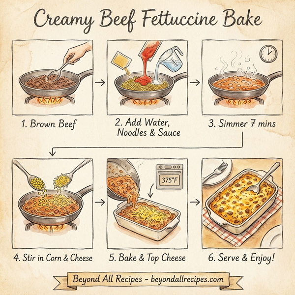 Creamy Beef Fettuccine Bake instructions