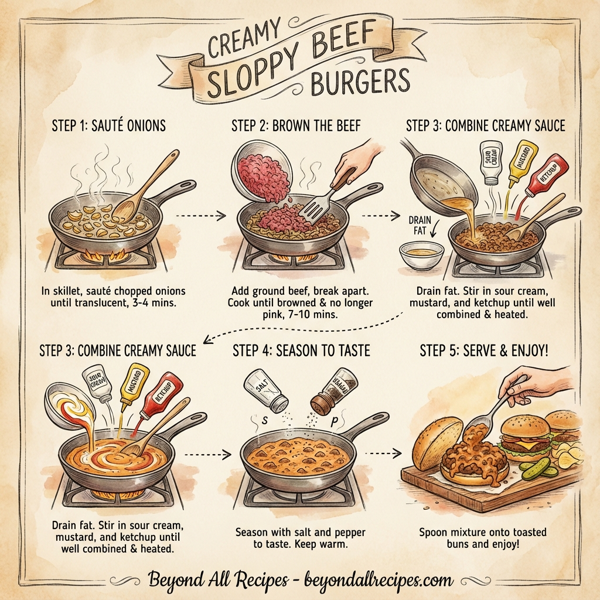 Creamy Beef Sloppy Burgers instructions