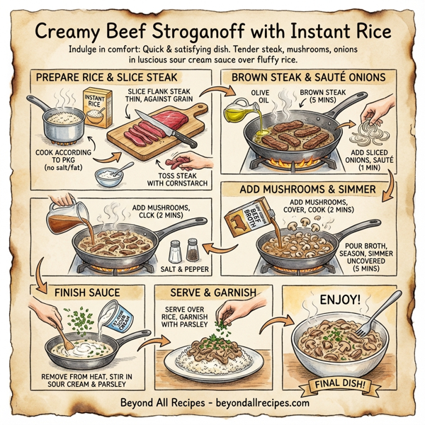 Creamy Beef Stroganoff with Instant Rice instructions