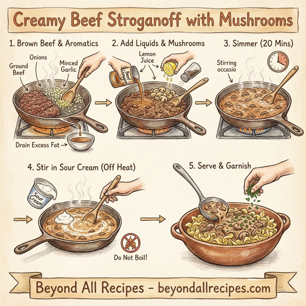 Creamy Beef Stroganoff with Mushrooms instructions