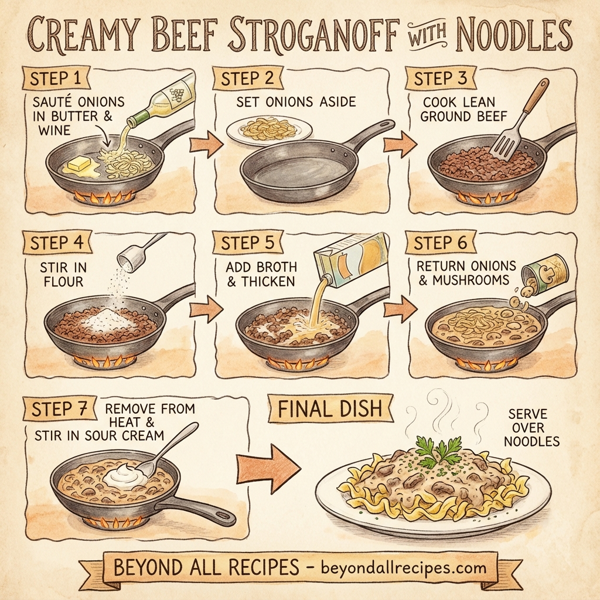 Creamy Beef Stroganoff with Noodles instructions