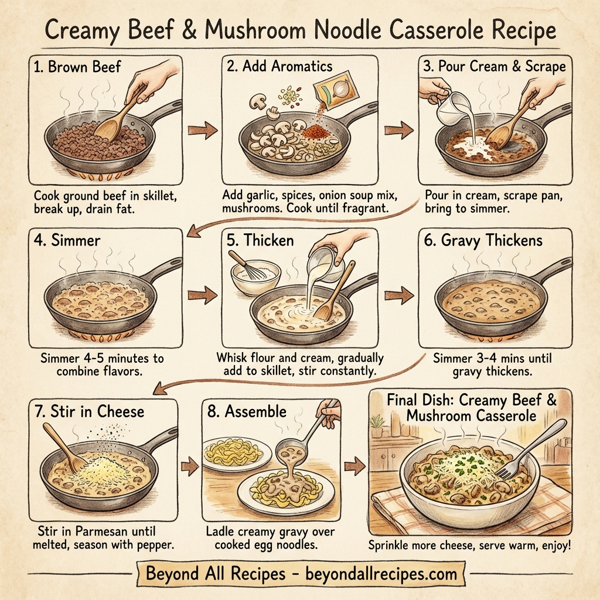 Creamy Beef & Mushroom Noodle Casserole instructions
