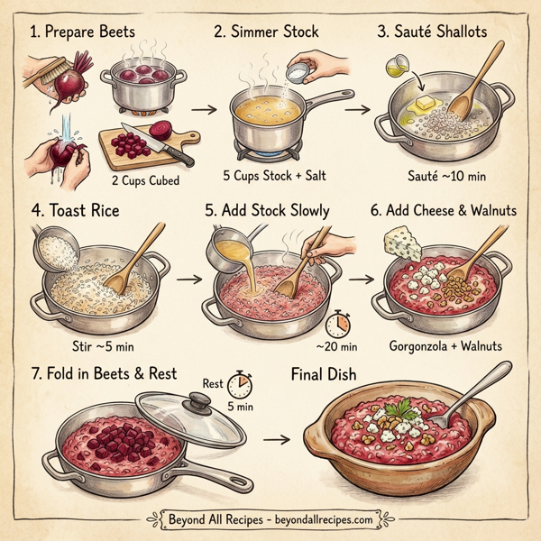 Creamy Beetroot Risotto with Gorgonzola and Toasted Walnuts instructions