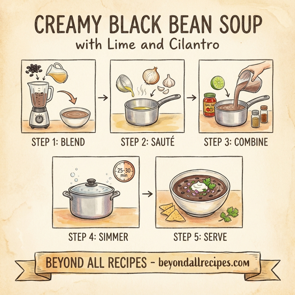 Creamy Black Bean Soup with Lime and Cilantro instructions