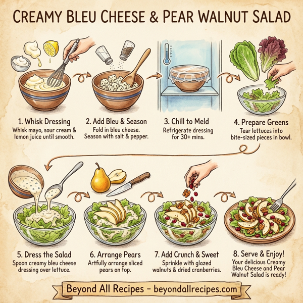Creamy Bleu Cheese and Pear Walnut Salad instructions