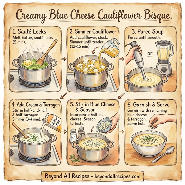 Creamy Blue Cheese Cauliflower Bisque instructions
