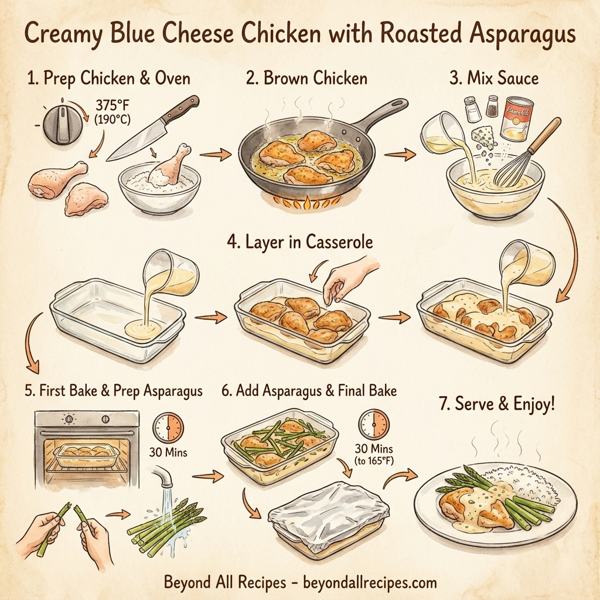 Creamy Blue Cheese Chicken with Roasted Asparagus instructions